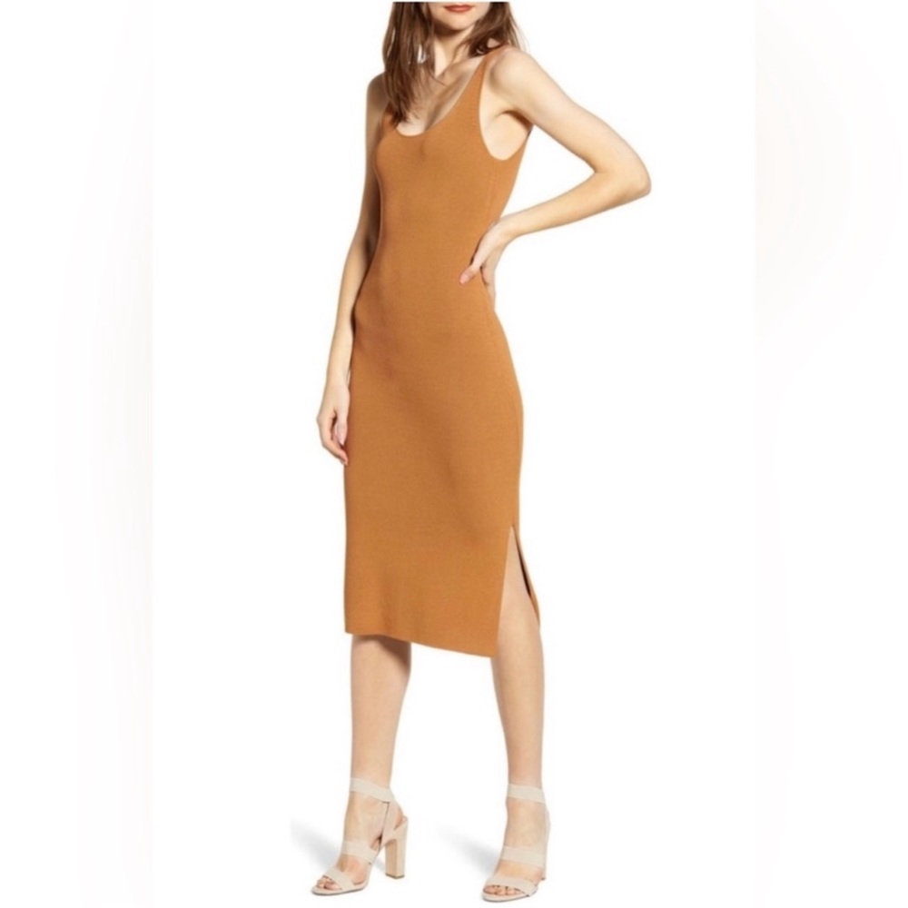 Leith Wide Strap Sleeveless Midi Sweater Dress XS